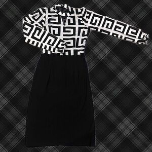 Elegant Black and White Geometric Dress